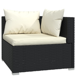 Salon de jardin 13 pcs avec coussins Résine tressée Noir