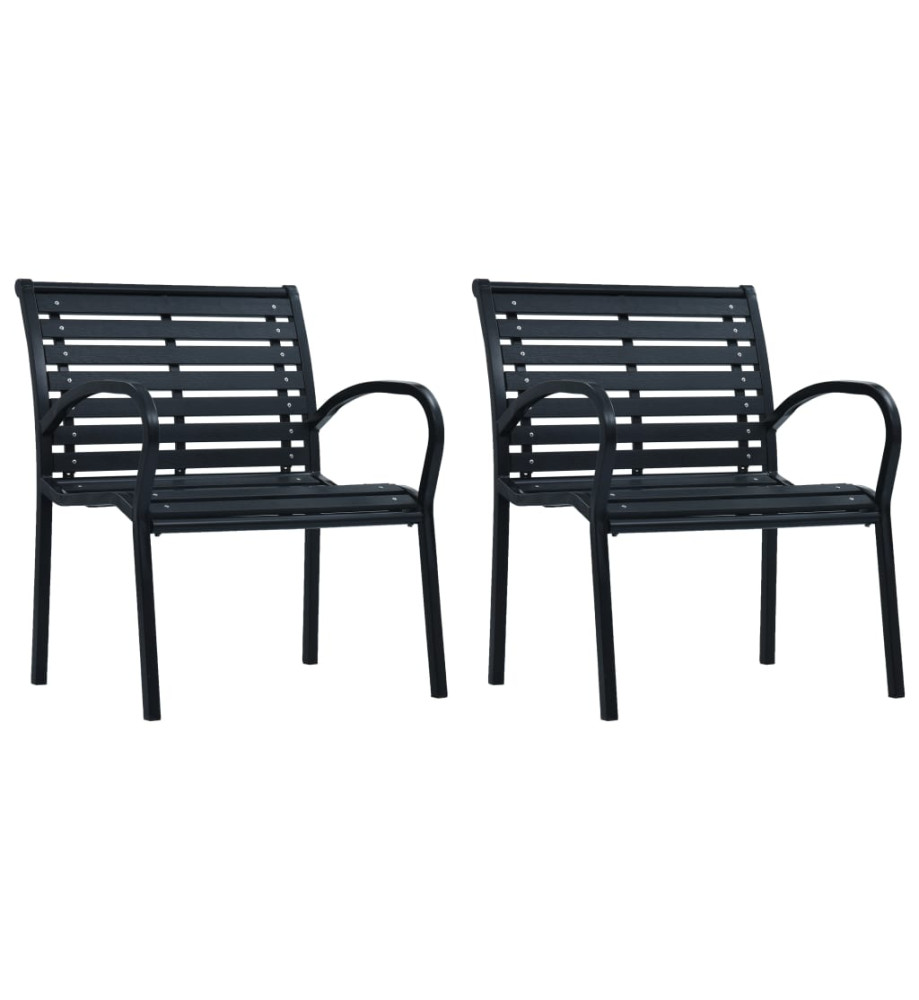 Chaises de jardin 2 pcs Noir Acier et WPC Chaises de jardin 2 pcs Noir Acier et WPC