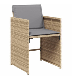 Chaises de jardin avec coussins lot de 4 mélange beige