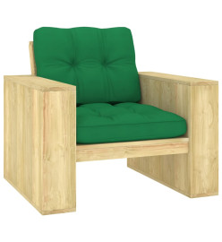Chaise de jardin avec coussins vert Bois de pin imprégné