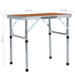 Table pliable de camping Aluminium 60x45 cm