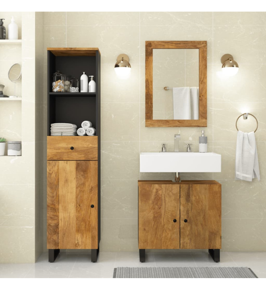 Ensemble de meubles de salle de bain 3 pcs bois manguier massif