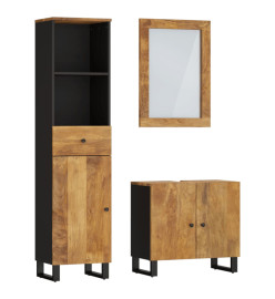 Ensemble de meubles de salle de bain 3 pcs bois manguier massif