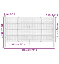 Portail de jardin anthracite 400x250 cm acier