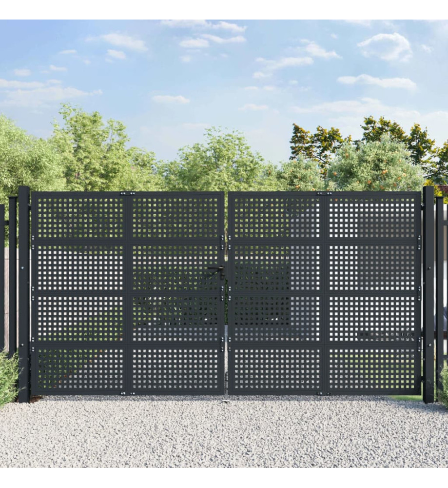 Portail de jardin anthracite 400x225 cm acier