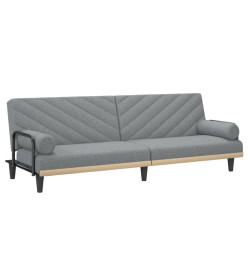 Canapé-lit avec accoudoirs gris clair tissu