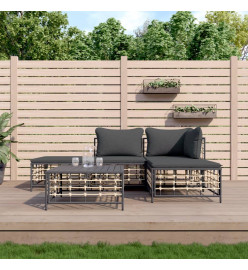 Salon de jardin 5 pcs avec coussins anthracite résine tressée