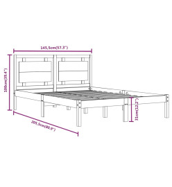 Cadre de lit Noir Bois massif 140x200 cm