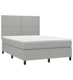 Sommier tapissier et matelas et LED Gris clair 140x190 cm Tissu