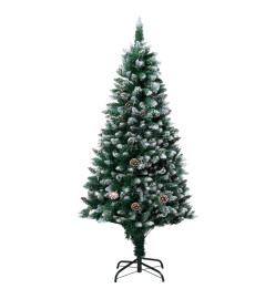 Sapin de Noël avec pommes de pin et neige blanche 150 cm