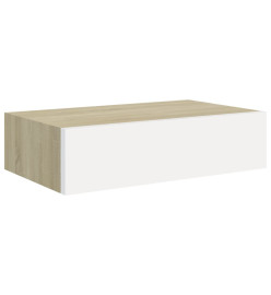 Étagères à tiroir murales 2 pcs Chêne et blanc 40x23,5x10cm MDF