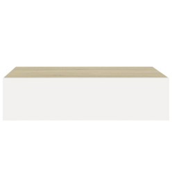 Étagères à tiroir murales 2 pcs Chêne et blanc 40x23,5x10cm MDF