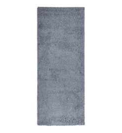 Tapis shaggy à poils longs moderne bleu 80x200 cm