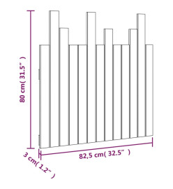Tête de lit murale Noir 82,5x3x80 cm Bois massif de pin