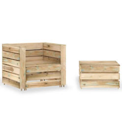 Salon de jardin palette 2 pcs Bois de pin imprégné