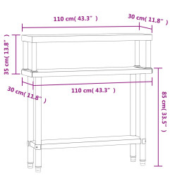 Table de travail de cuisine avec étagère 110x30x120 cm inox