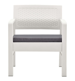 Salon de jardin 4 pcs avec coussins Plastique Blanc