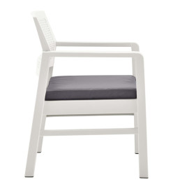 Salon de jardin 4 pcs avec coussins Plastique Blanc