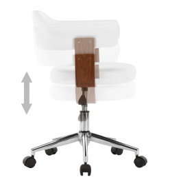 Chaise pivotante de bureau Blanc Bois courbé et similicuir