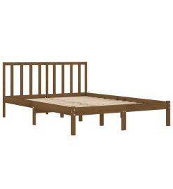 Cadre de lit Marron miel Bois de pin massif 135x190 cm Double