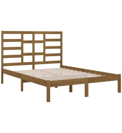 Cadre de lit Marron miel Bois massif 135x190 cm Double