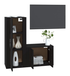 Ensemble de meubles TV 2 pcs noir bois d'ingénierie