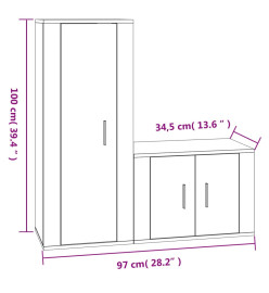 Ensemble de meubles TV 2 pcs noir bois d'ingénierie