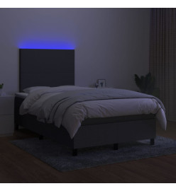 Sommier tapissier et matelas et LED Gris foncé 120x200 cm Tissu