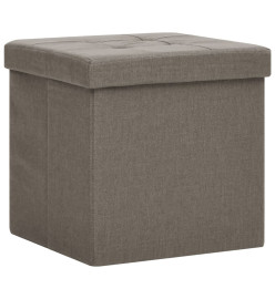 Tabourets de rangement pliables lot de 2 taupe faux lin