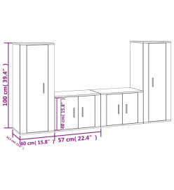 Ensemble de meubles TV 4 pcs Noir Bois d'ingénierie