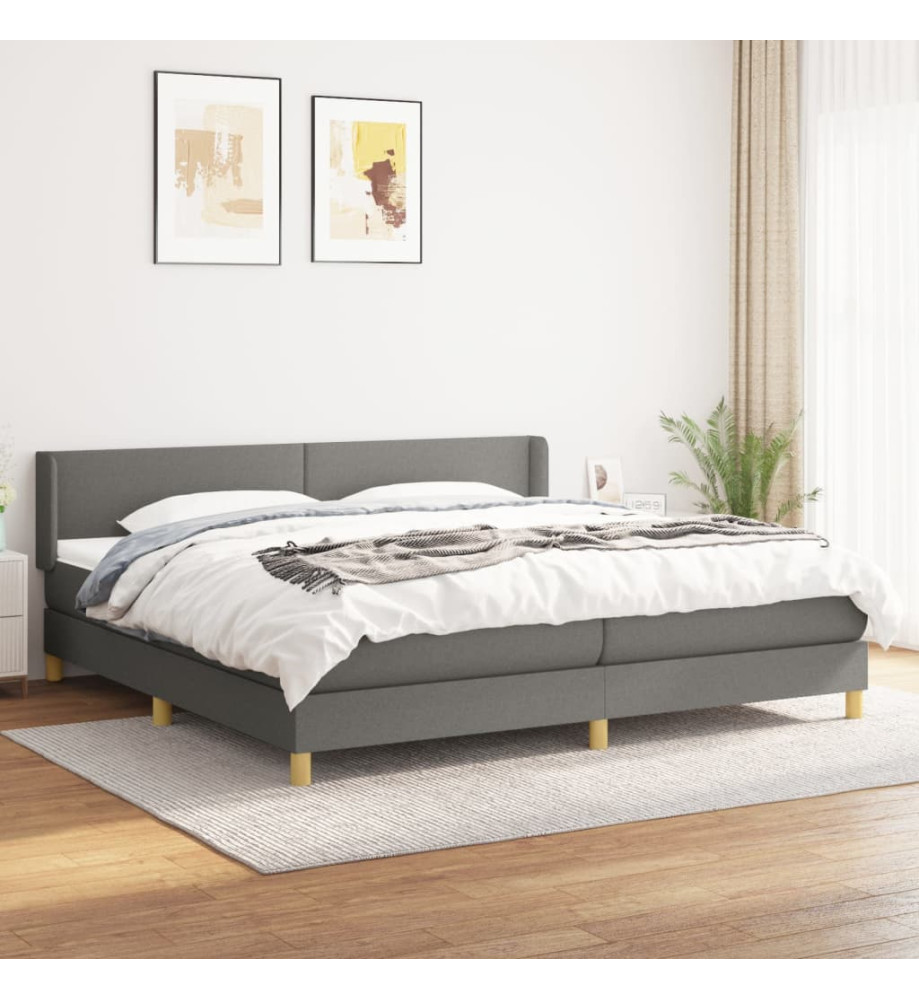 Lit à sommier tapissier avec matelas Gris foncé 200x200cm Tissu