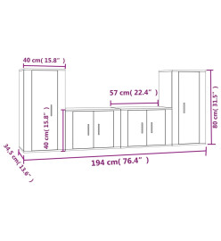 Ensemble de meubles TV 4 pcs Noir Bois d'ingénierie