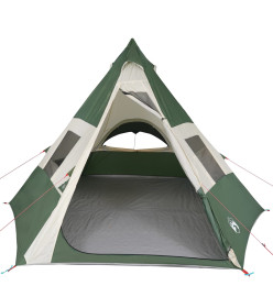 Tente de camping 7 personnes vert 350x350x280 cm taffetas 185T