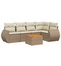 Salon de jardin avec coussins 6 pcs beige résine tressée