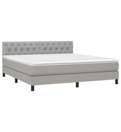 Lit à sommier tapissier avec matelas Gris clair 160x200cm Tissu