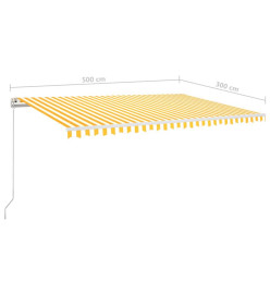 Auvent automatique capteur de vent/LED 500x300cm Jaune et blanc