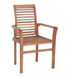 Chaises à dîner 6 pcs avec coussins noir Bois de teck solide