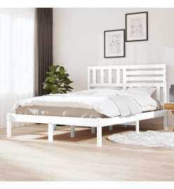 Cadre de lit blanc 135x190 cm double bois massif de pin