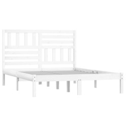 Cadre de lit blanc 135x190 cm double bois massif de pin