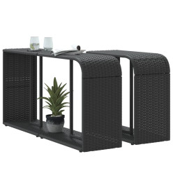 Étagères de rangement 2 pcs noir résine tressée