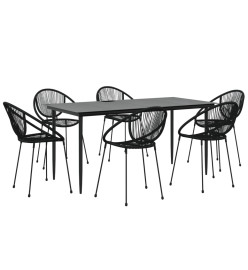 Ensemble à dîner de jardin 7 pcs Noir Rotin PVC