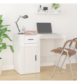 Bureau avec armoire blanc brillant bois d'ingénierie