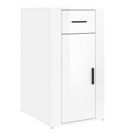 Bureau avec armoire blanc brillant bois d'ingénierie