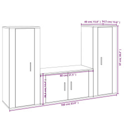 Ensemble de meubles TV 3 pcs Blanc brillant Bois d'ingénierie