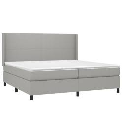 Sommier tapissier matelas et LED Gris clair 200x200 cm Tissu