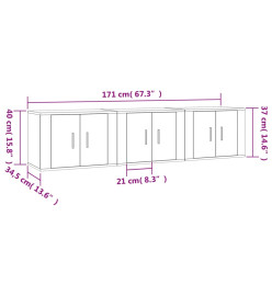 Meubles TV muraux 3 pcs blanc brillant 57x34,5x40 cm