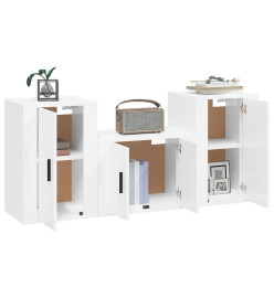 Ensemble de meubles TV 3 pcs Blanc brillant Bois d'ingénierie