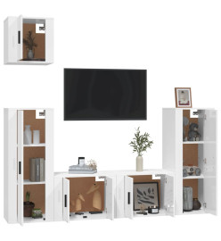 Ensemble de meubles TV 5 pcs Blanc brillant Bois d'ingénierie