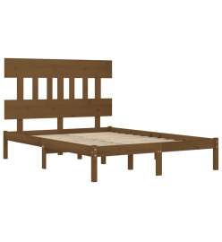 Cadre de lit Marron miel Bois massif 135x190 cm Double