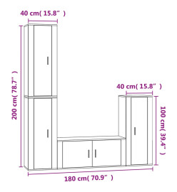 Ensemble de meubles TV 4 pcs Blanc brillant Bois d'ingénierie